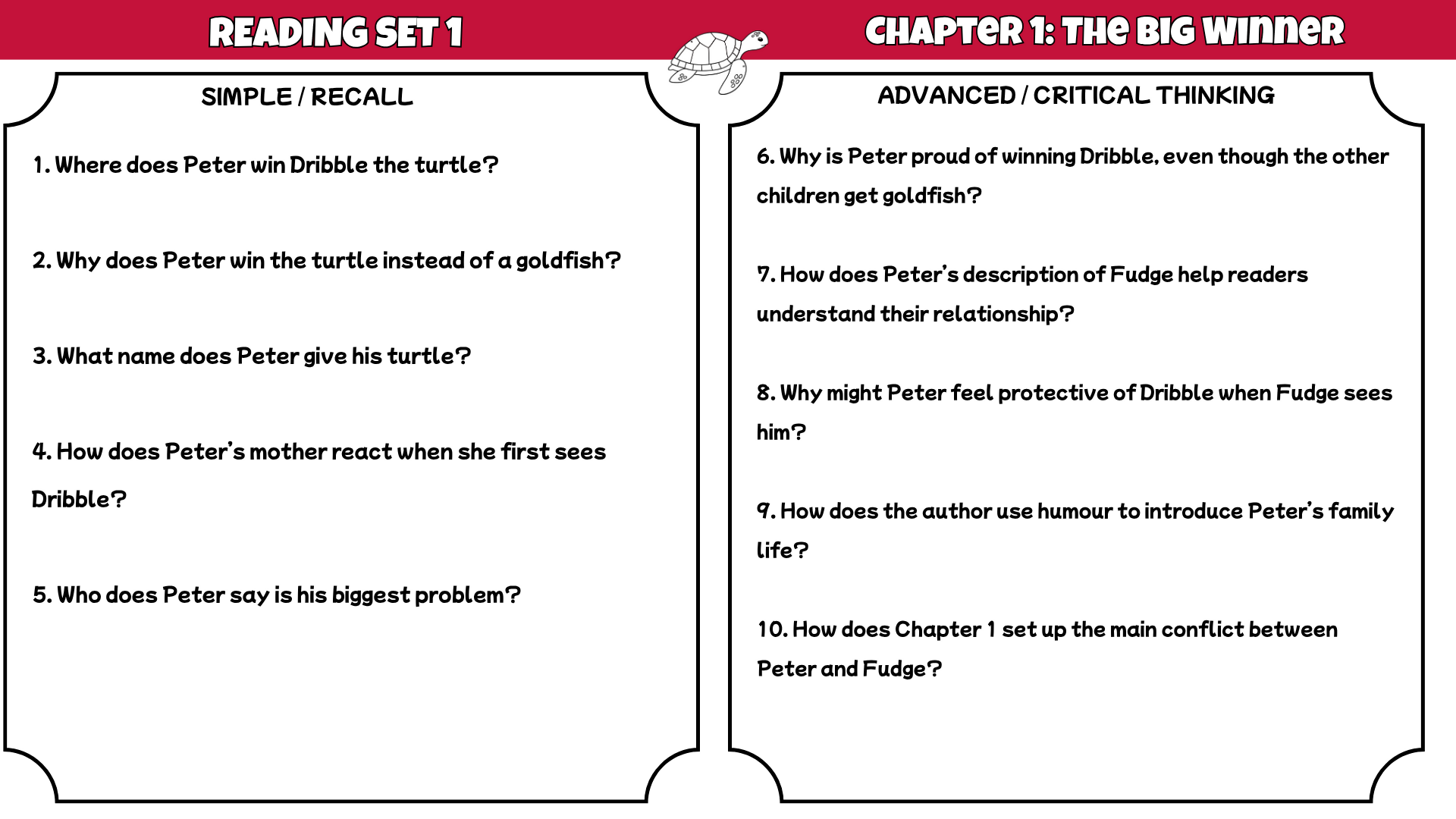 Tales of a Fourth Grade Nothing Novel Study | Reading Comprehension Worksheets, Questions & Answer Key | Years 3–7 PDF