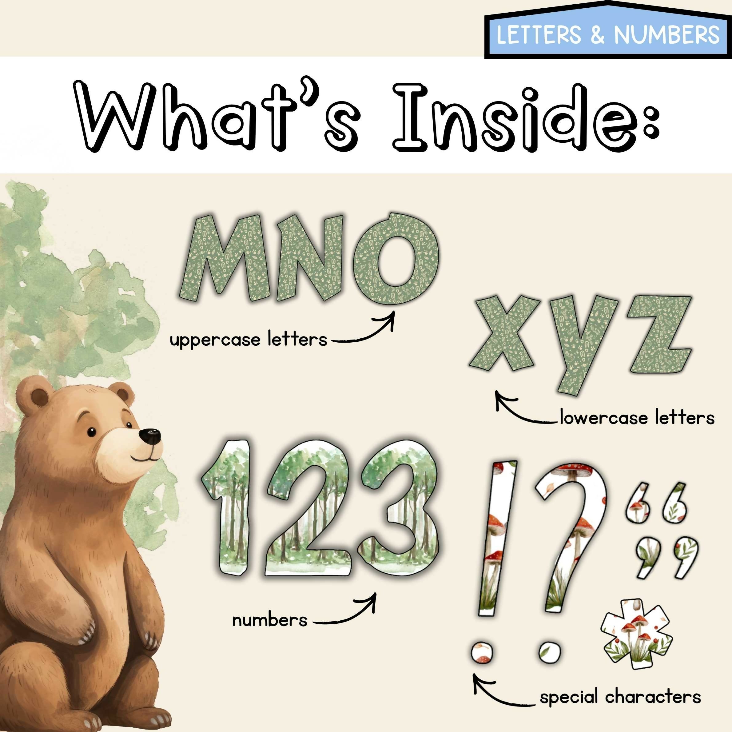 Forest Friends Bulletin Board Letters | Editable Lettering Pack Decor Woodlands