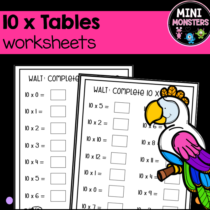 10 Times Tables Worksheets | Year 2 Year 3 | Multiplication Fluency | Australian Curriculum