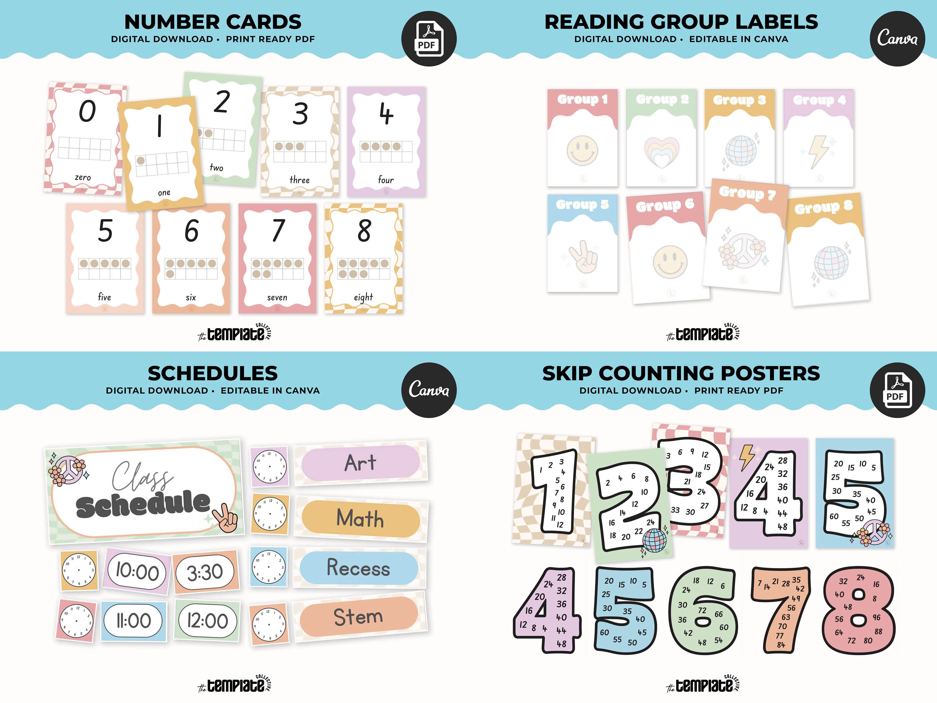 This Class is a Vibe Classroom Decor Bundle • Pastel Retro Rainbow Theme • Bulletin Board Decor • Teacher Resources • Editable & Printable