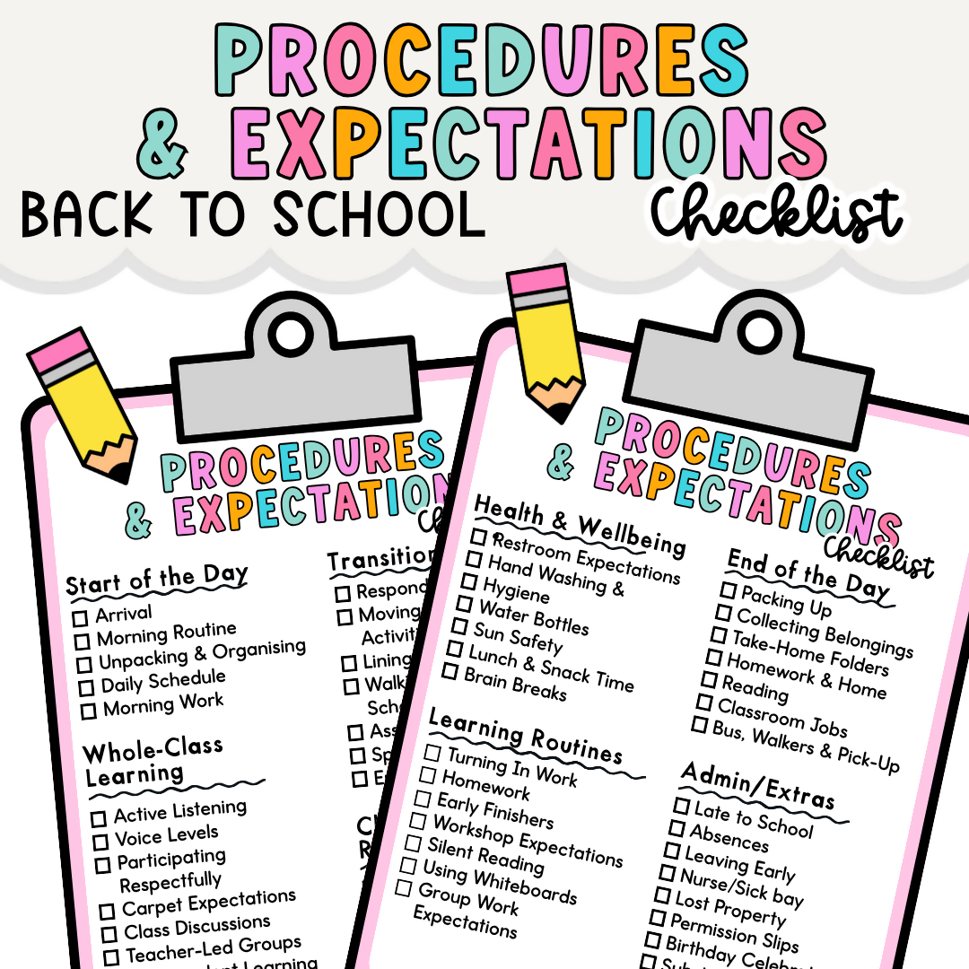 FREE Back to School Classroom Expectations Checklist I Procedures and Routines