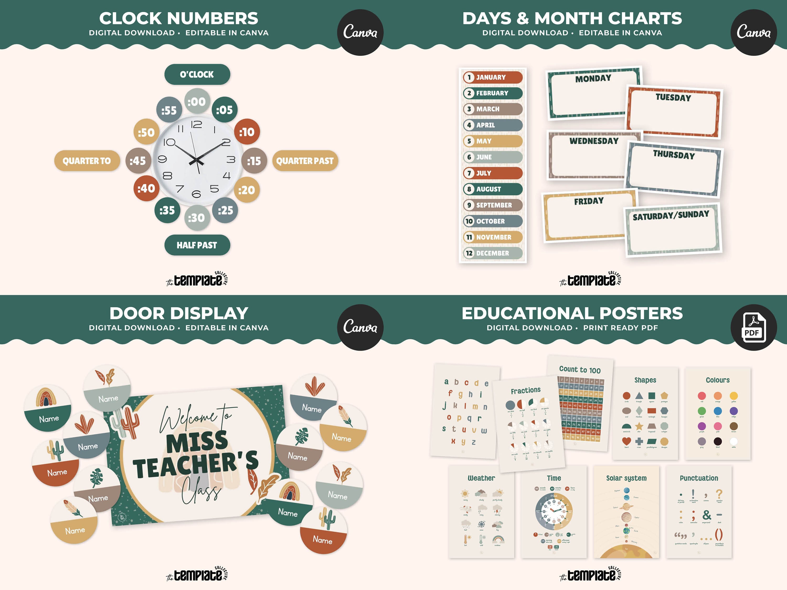 Moss & Maple Classroom Decor Bundle • Boho Woodland Classroom Theme • Bulletin Board Decor • Teacher Resources • Editable & Printable