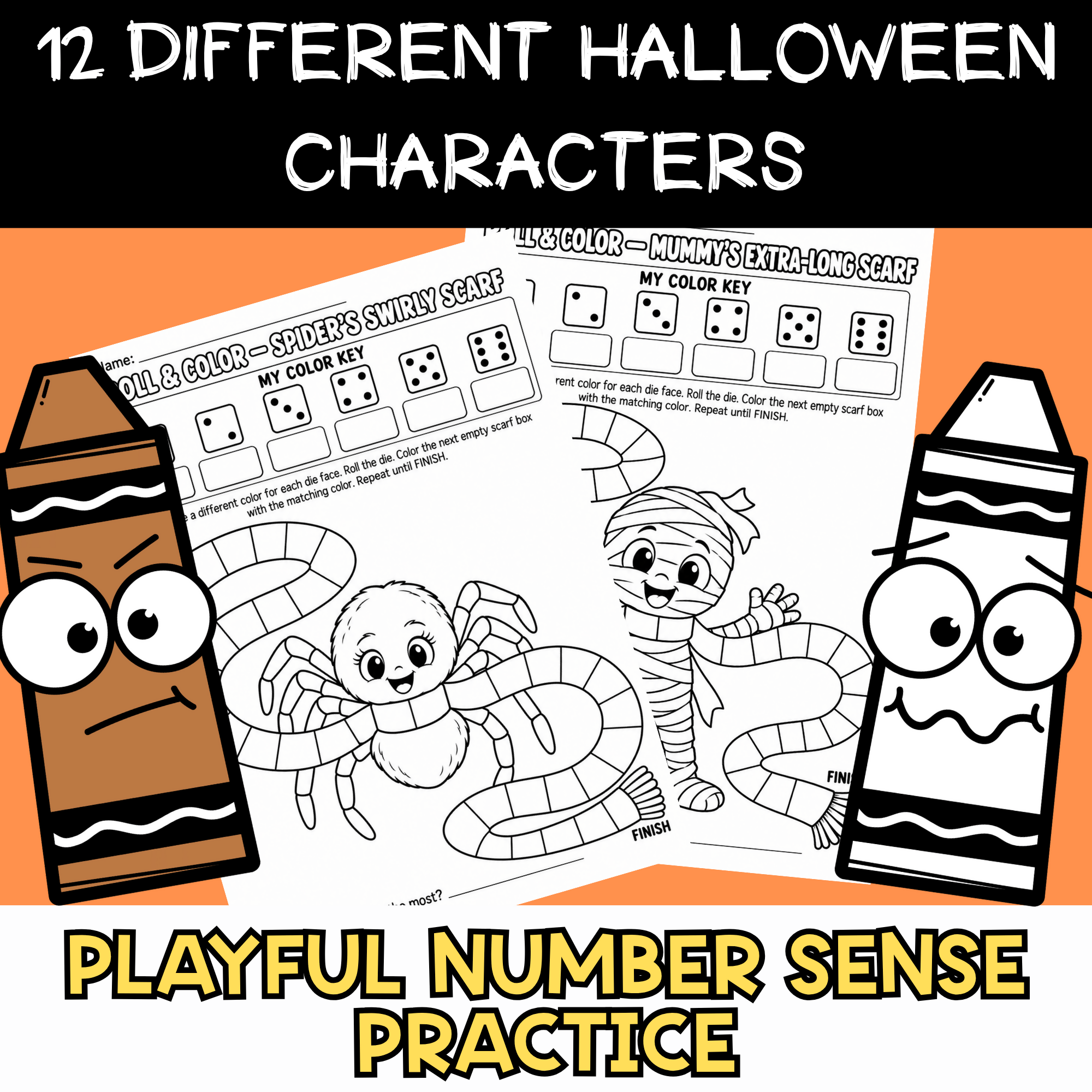 Halloween Math Coloring Pages Kindergarten Roll Color Dice Game Activities