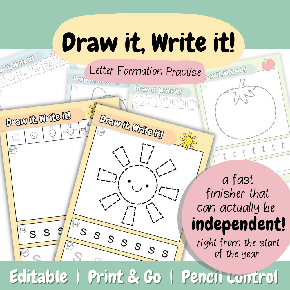 Draw It, Write It | Editable Pencil Control & Letter Formation Practise