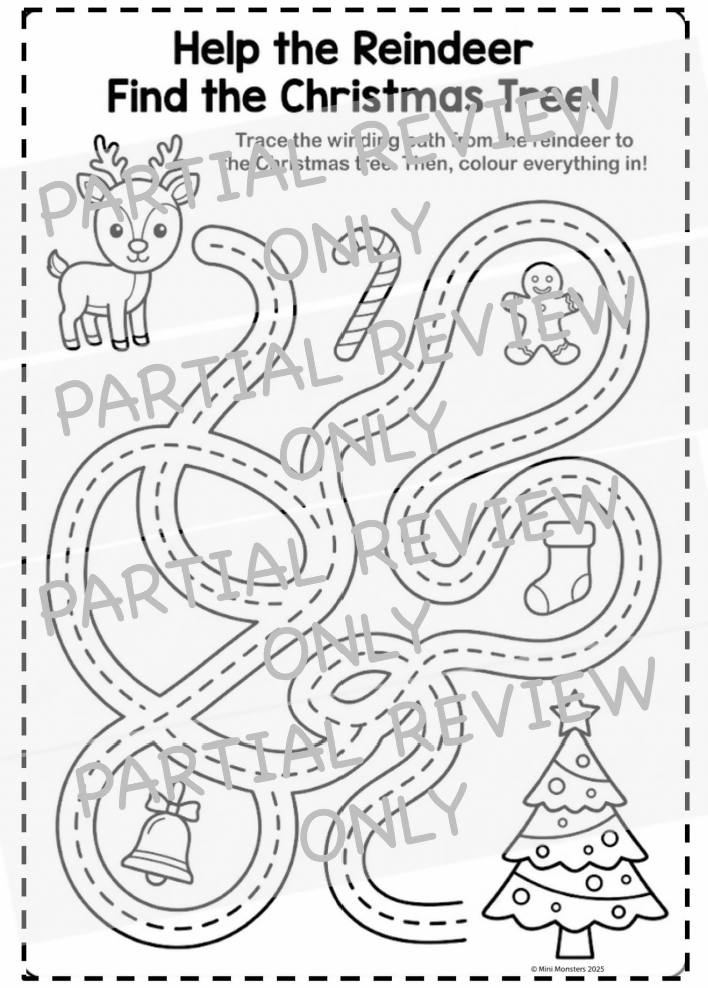 Prep Year 1 Year 2 Christmas Tracing and Fine Motor Worksheets Pre Writing Pencil Control