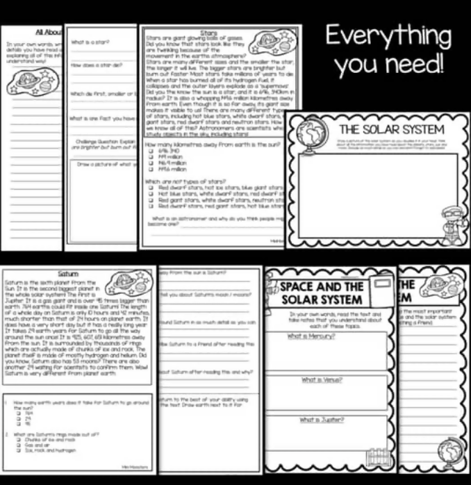 Solar System Worksheets Packet | Year 5 Science | Space Unit
