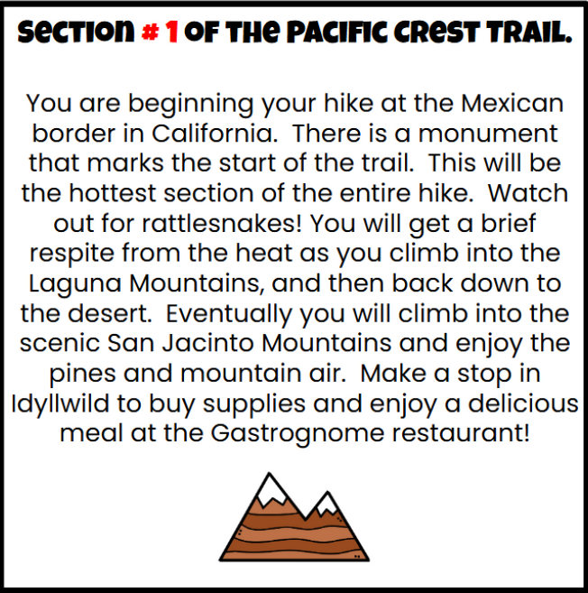 8th Grade Math Review Project PBL- Hike The Pacific Crest Trail - Google Slides and Power Point