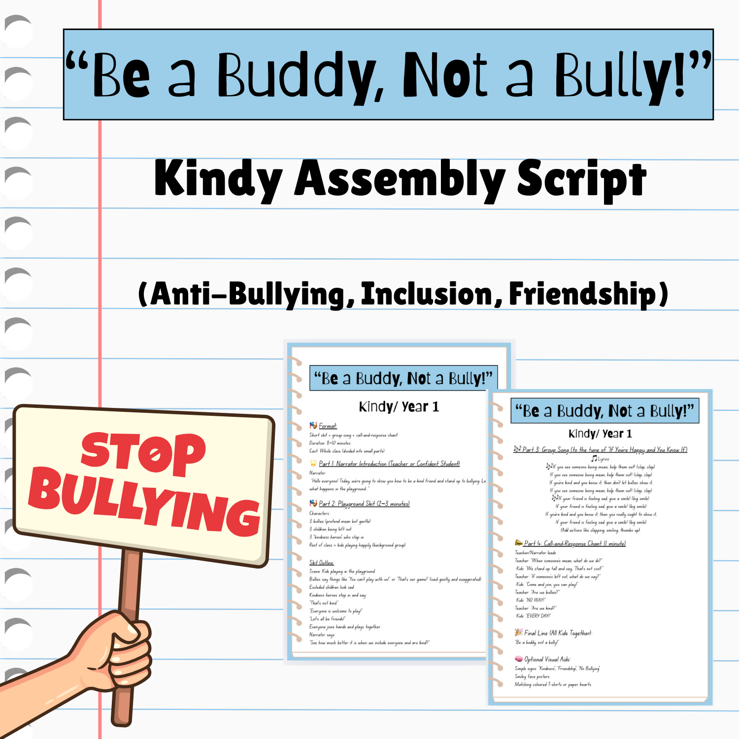 Be a Buddy, Not a Bully! | Kindy/Year 1 Assembly Script