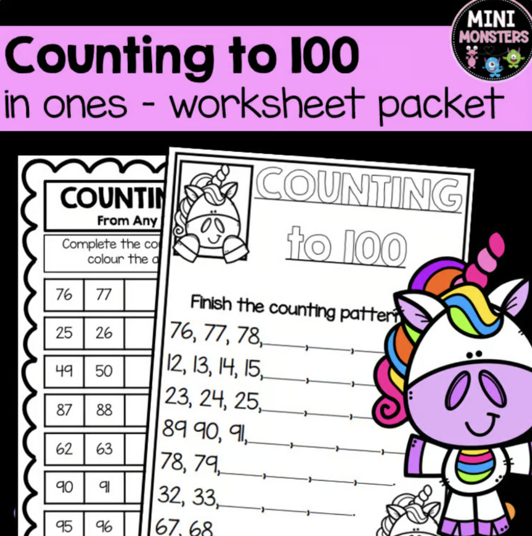Counting to 100 Worksheets | Number Sequences | Year 1 Australian Curriculum Maths