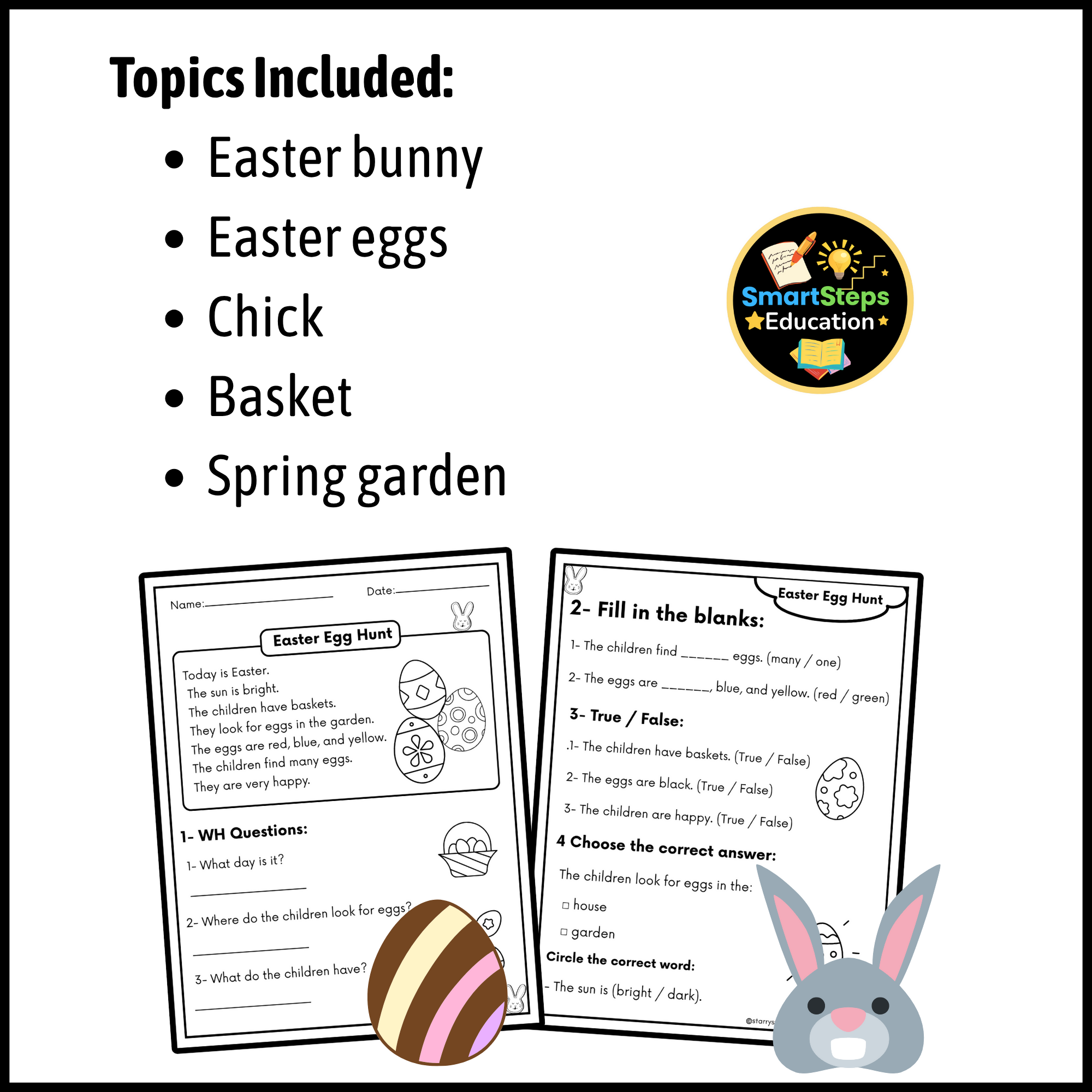 Easter Reading Comprehension Passages with Questions | Kindergarten & Year 1 Printable Literacy Worksheets