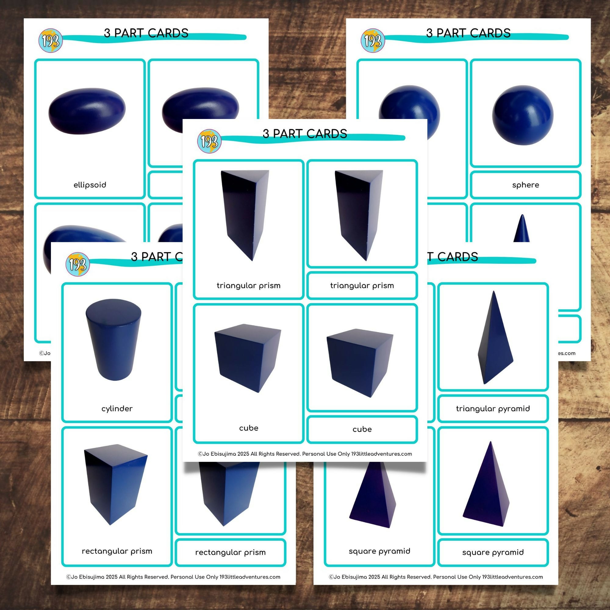 Montessori Geometric Solids + Object Cards 3 Part Cards PDF