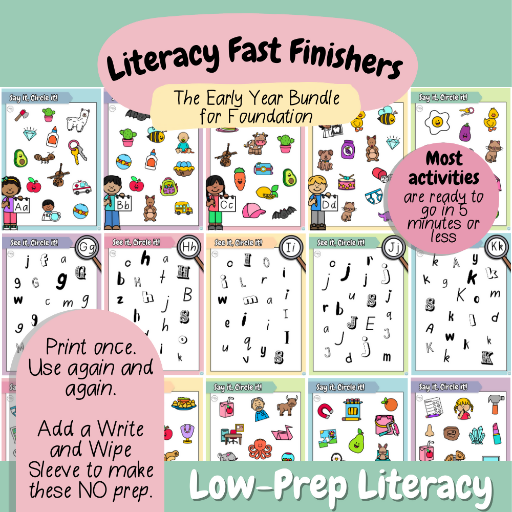 Literacy Finishers | The Early Year Fast Finisher Bundle for Foundation