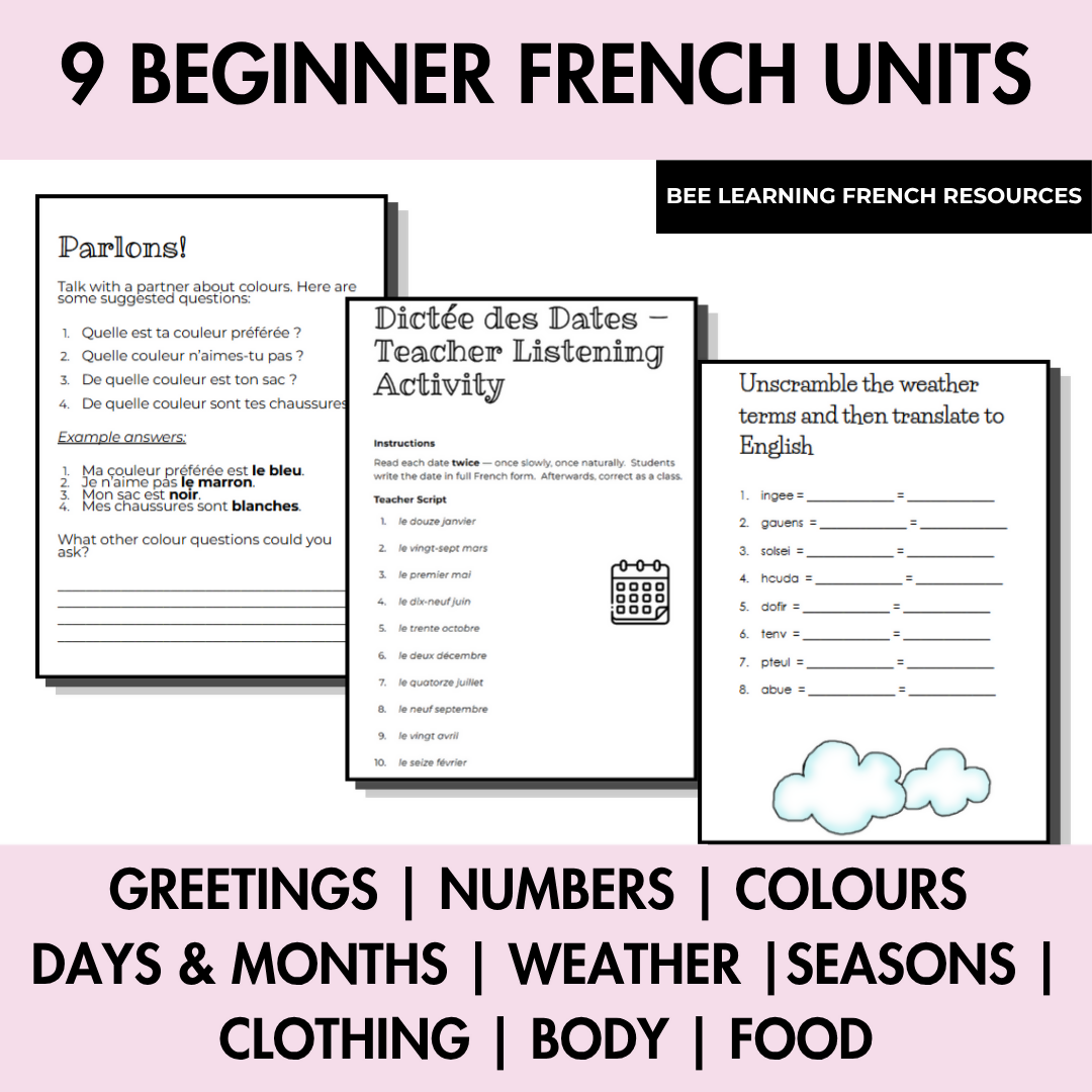 Beginner French Curriculum Bundle | 9 Units | Year 7–8