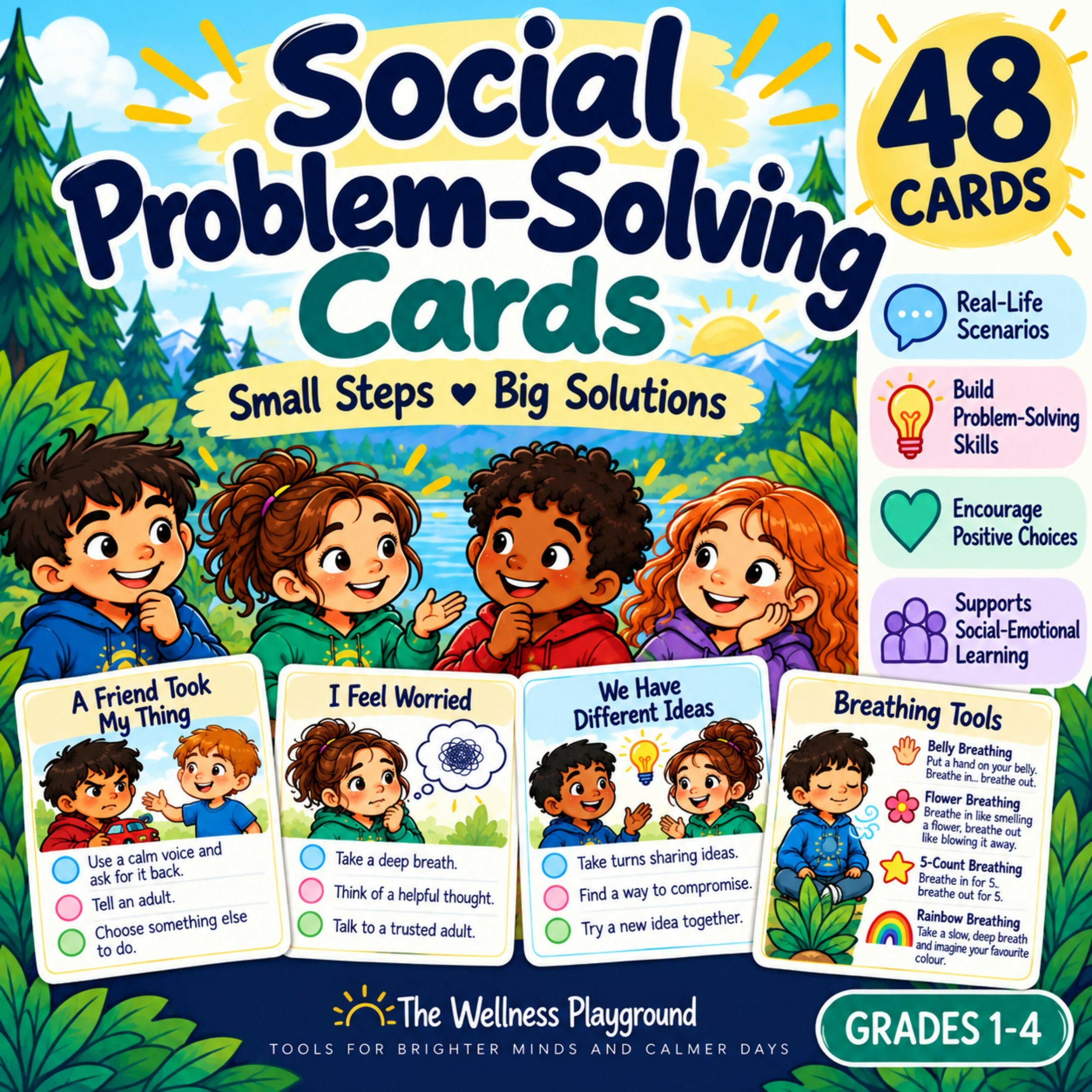 Social Problem Solving Cards | SEL Scenario Cards & Social Skills Activities