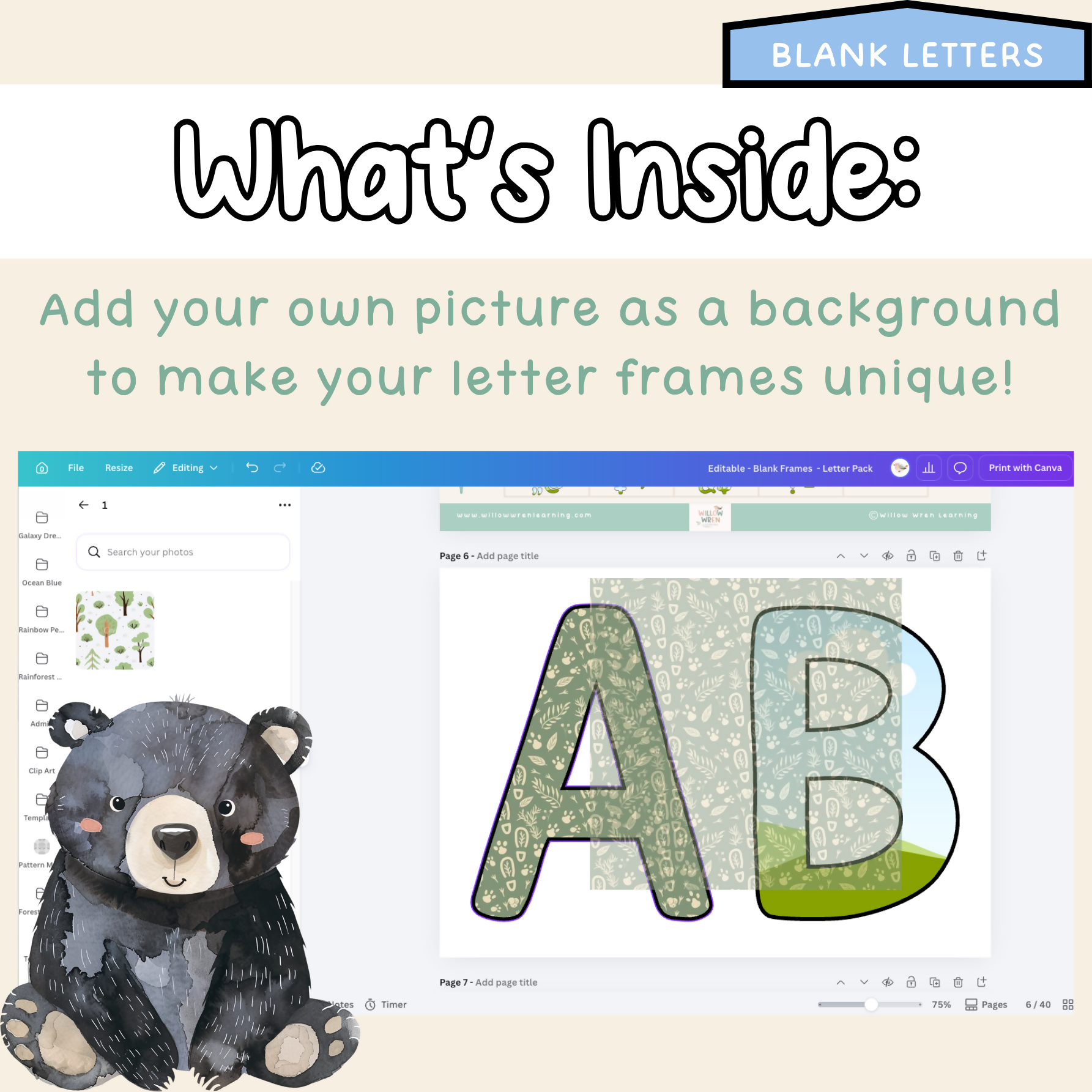 Forest Friends Bulletin Board Letters | Editable Lettering Pack Decor Woodland