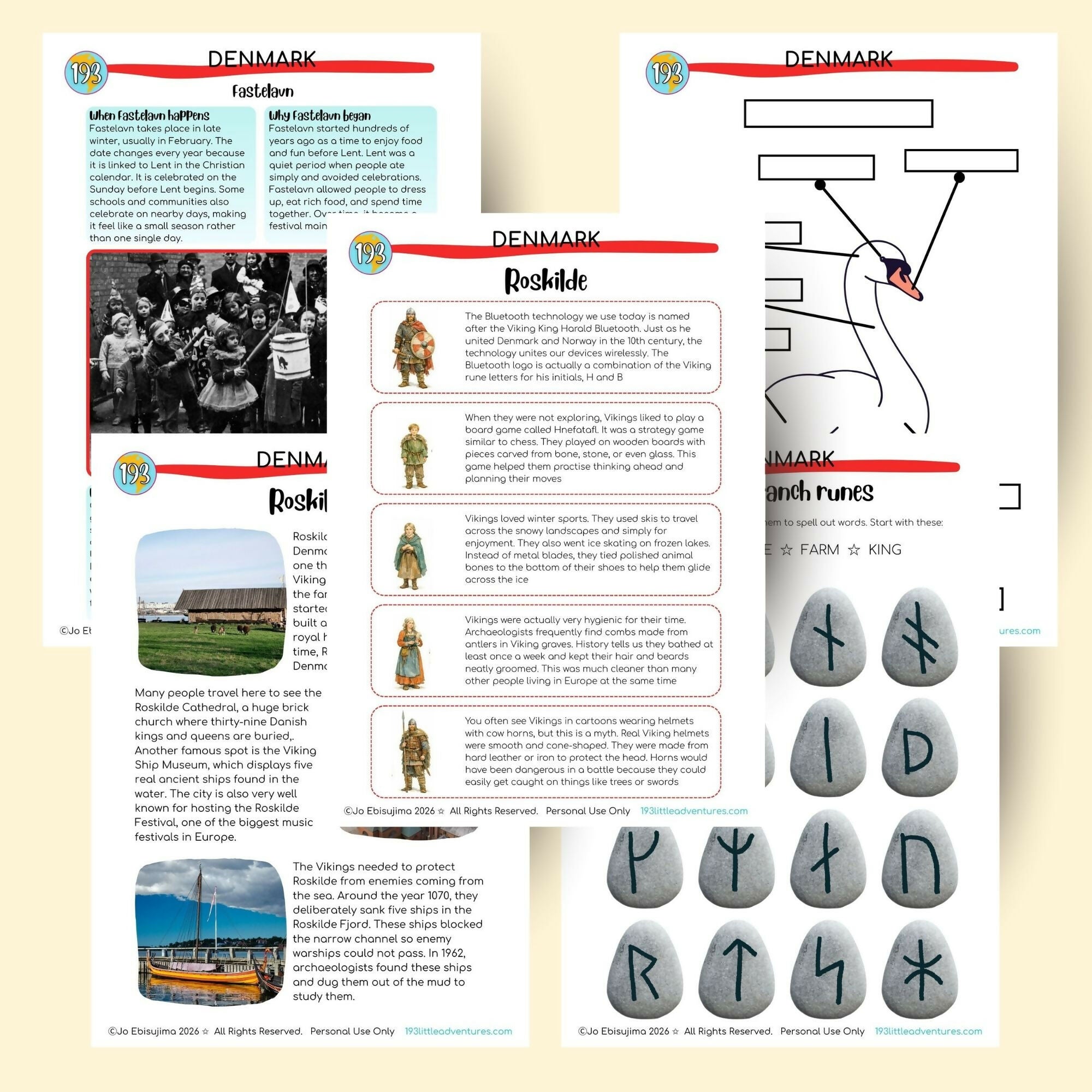 pages from a Denmark geography and culture pack