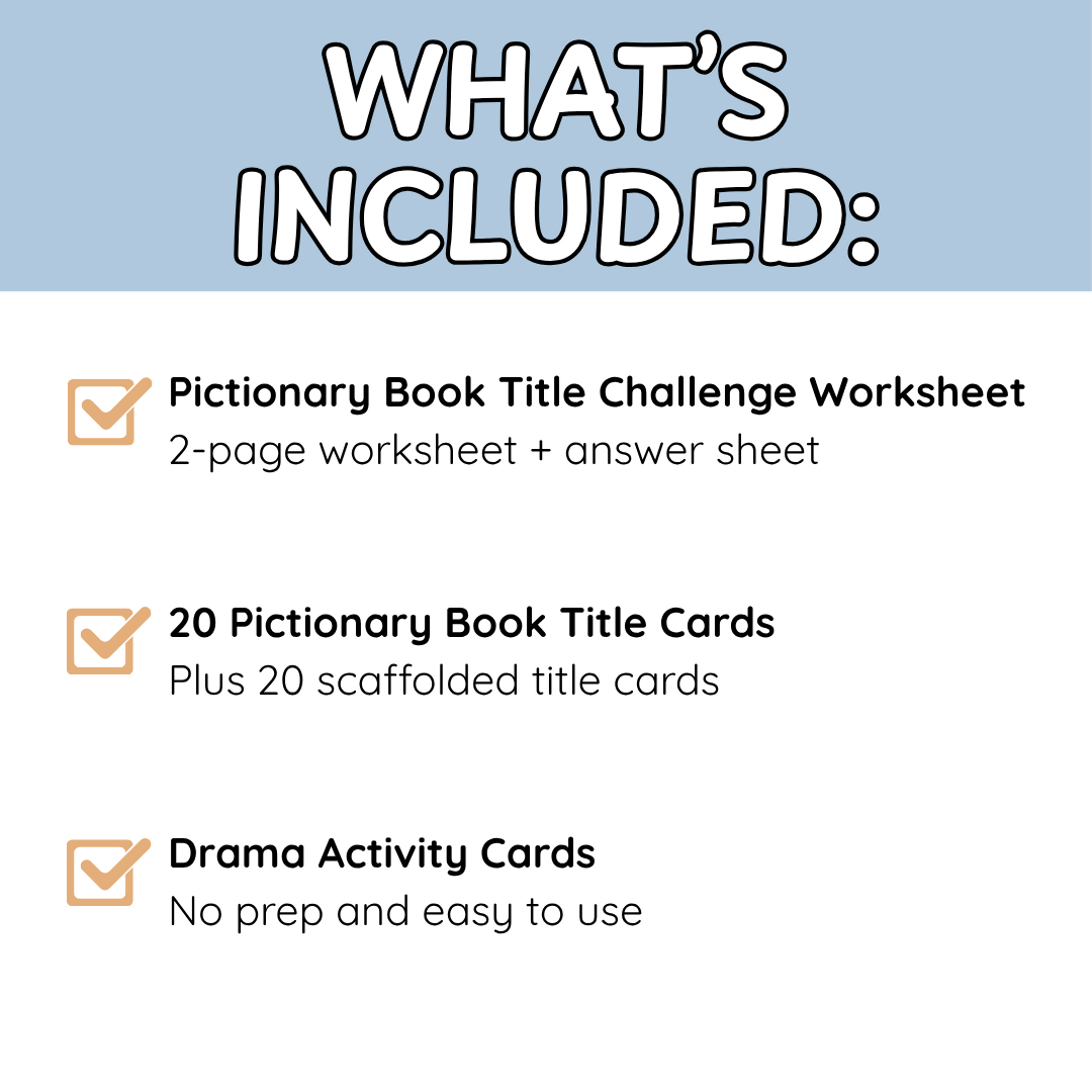 Book Week Pictionary Game | Australian Book Titles & Drama Activities