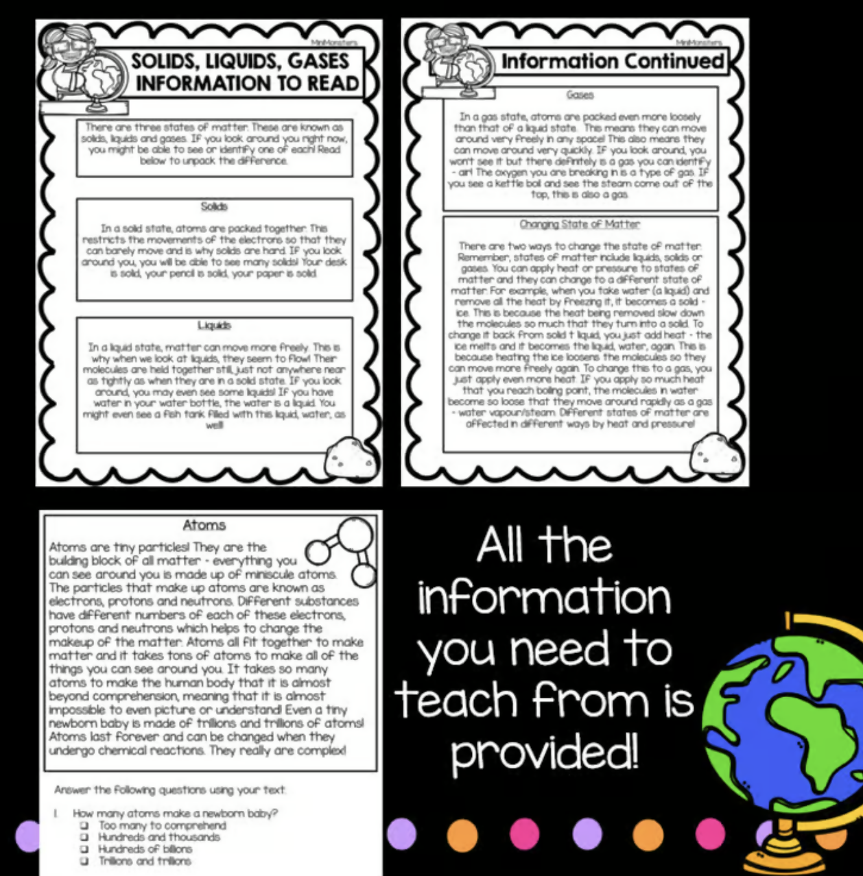 States of Matter Worksheets Year 3 4 5 | Solids Liquids Gases Activities | Changing States Science