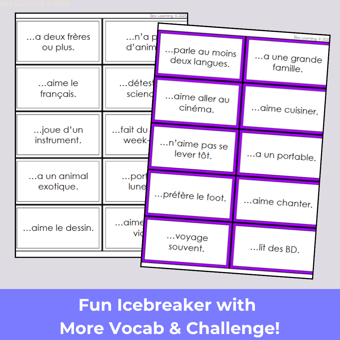 Find Someone Who French Speaking Game | Beginner French Activities | Year 8