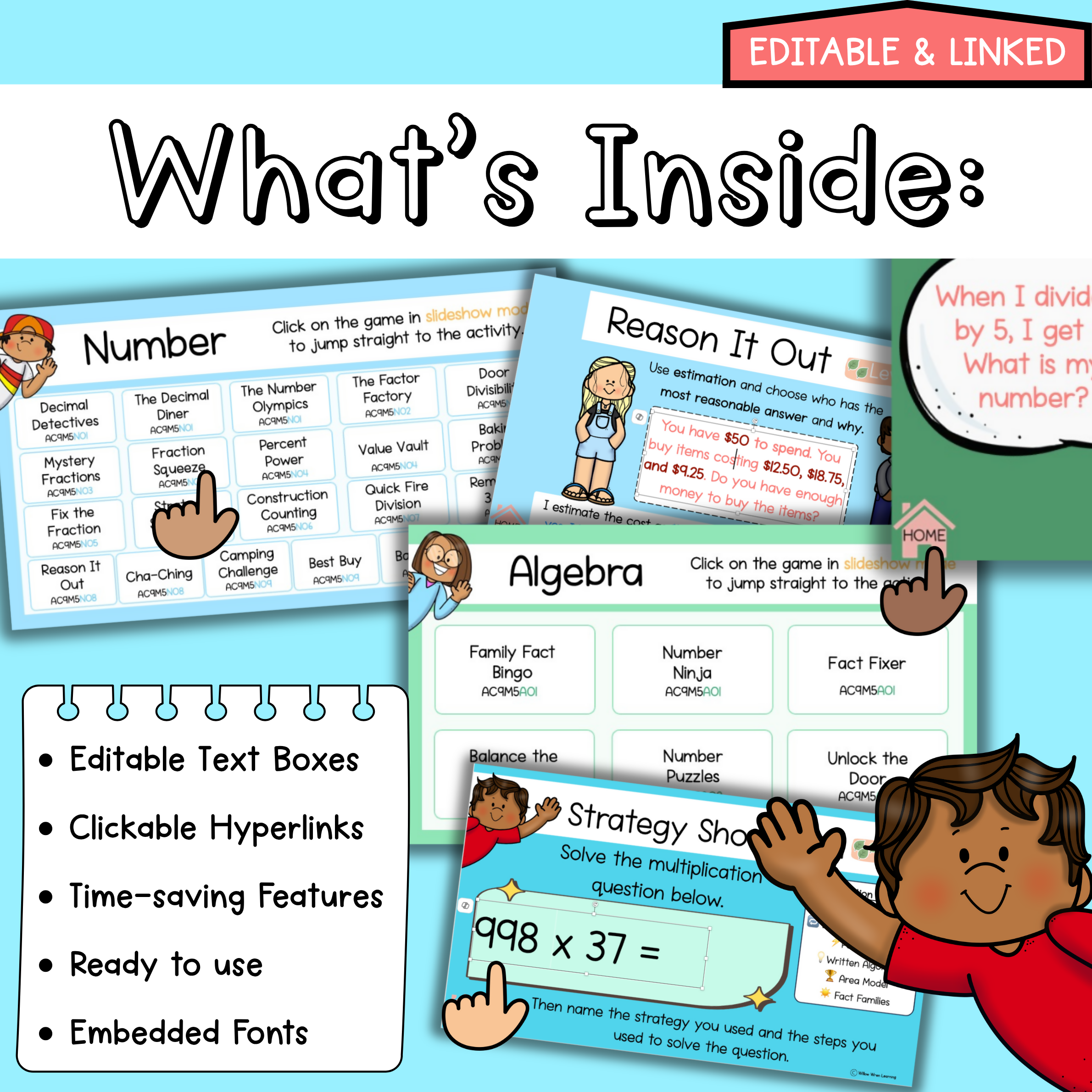 Year 5 Editable Maths Warm Ups I Number & Algebra I Australian Curriculum V9
