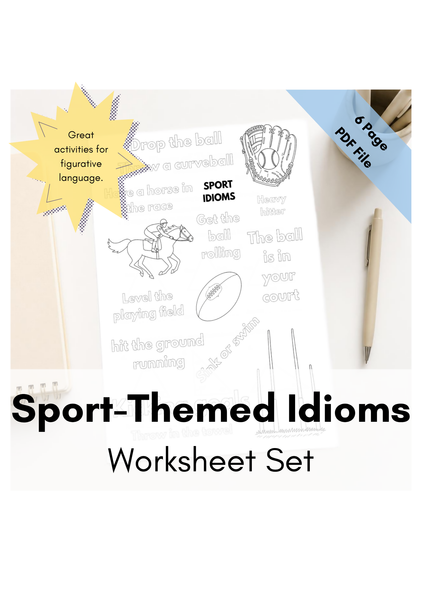 Sport Idioms Worksheet Bundle (6 Pages)