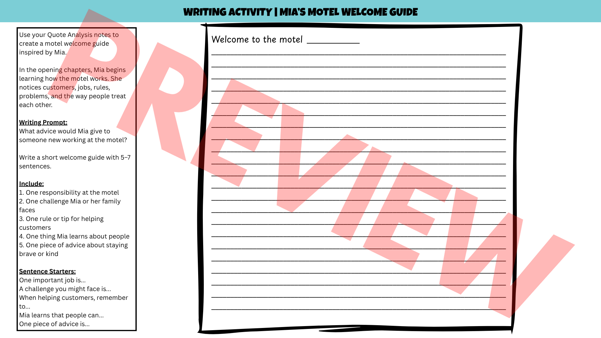 Front Desk No-Prep Sub Plan | Novel Study Literacy Activities Lesson | Years 4–8 PDF