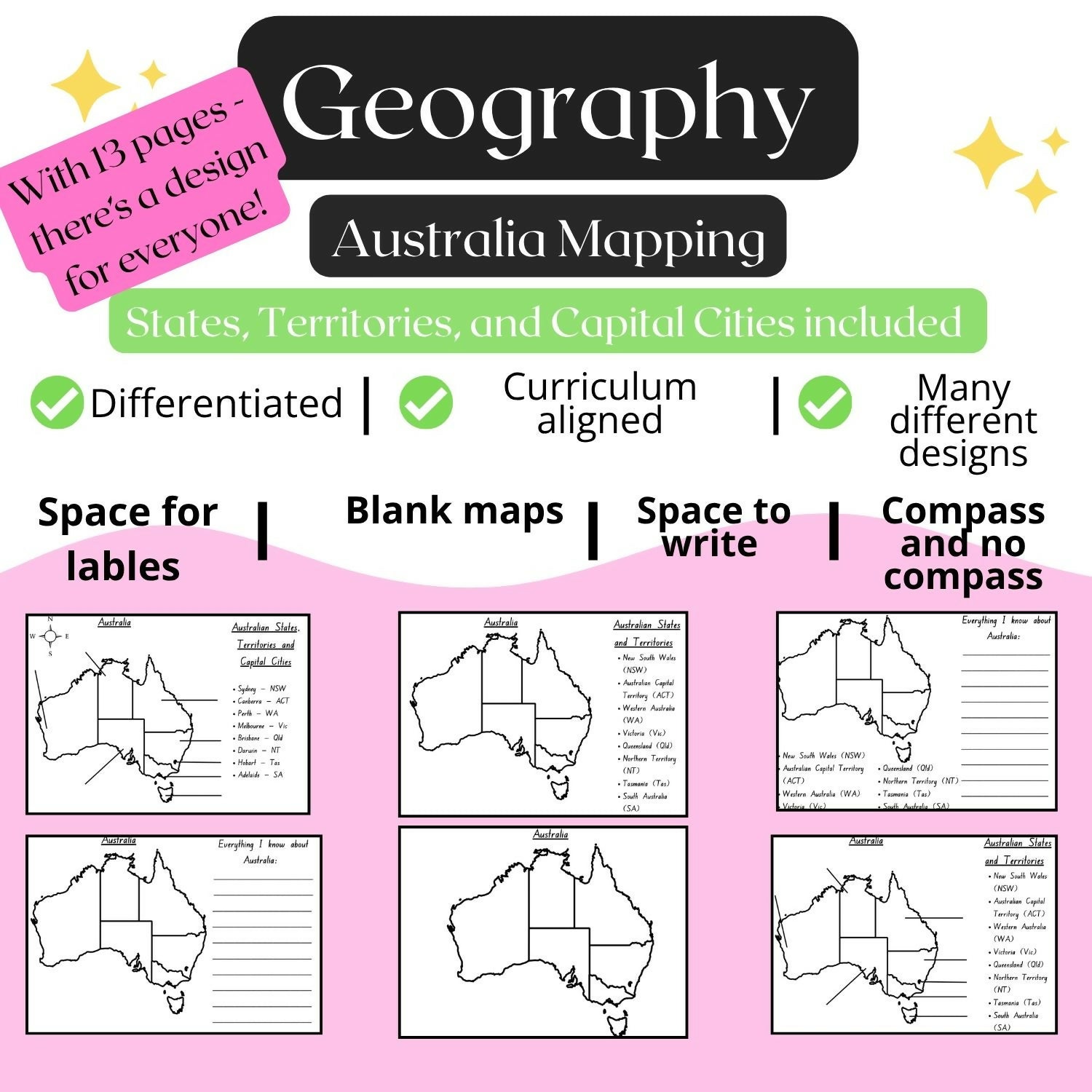 Australia: States, Territories & Capital Cities Map Pack | Australian Map | Australian Geography States, Territories & Capital | Worksheet | Assessment Task