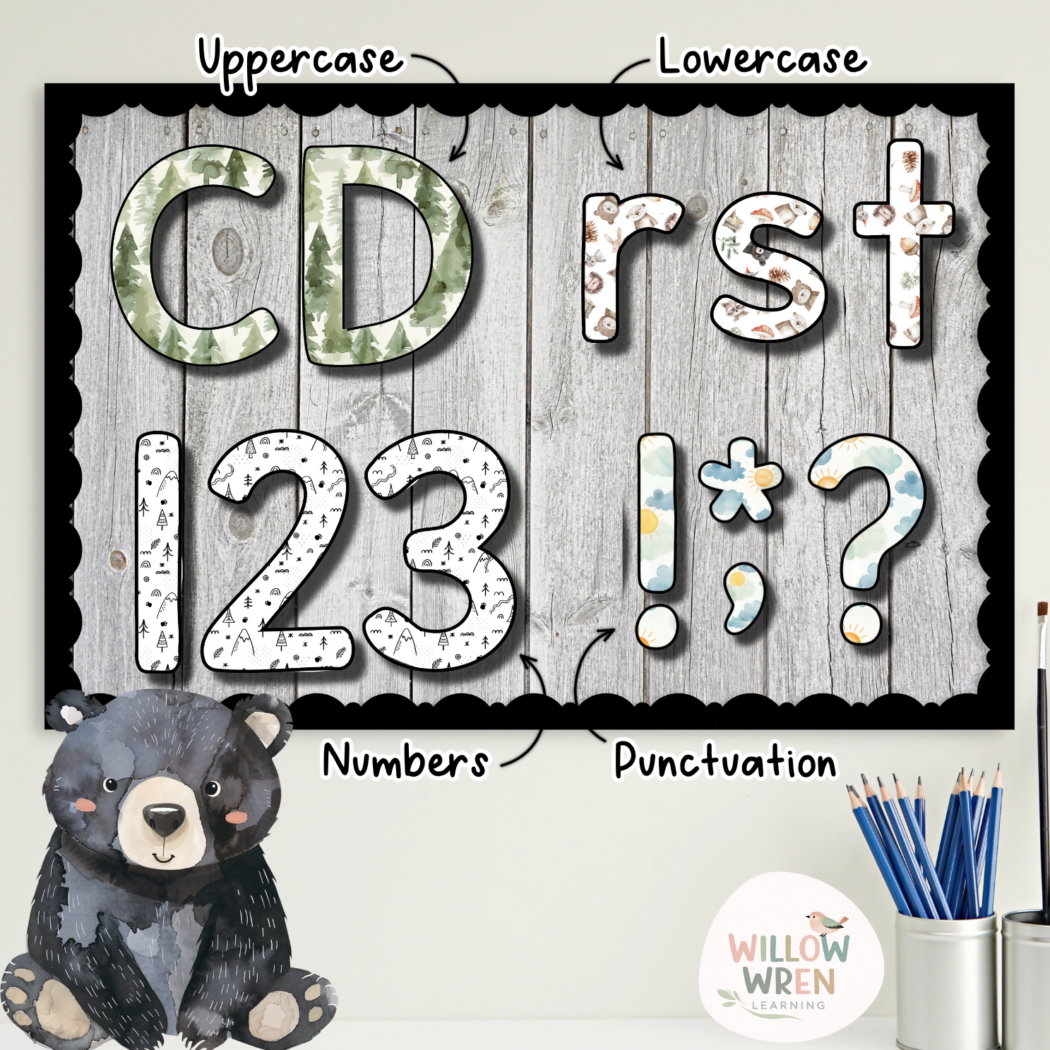 Forest Friends Bulletin Board Letters | Editable Lettering Pack Decor Woodland