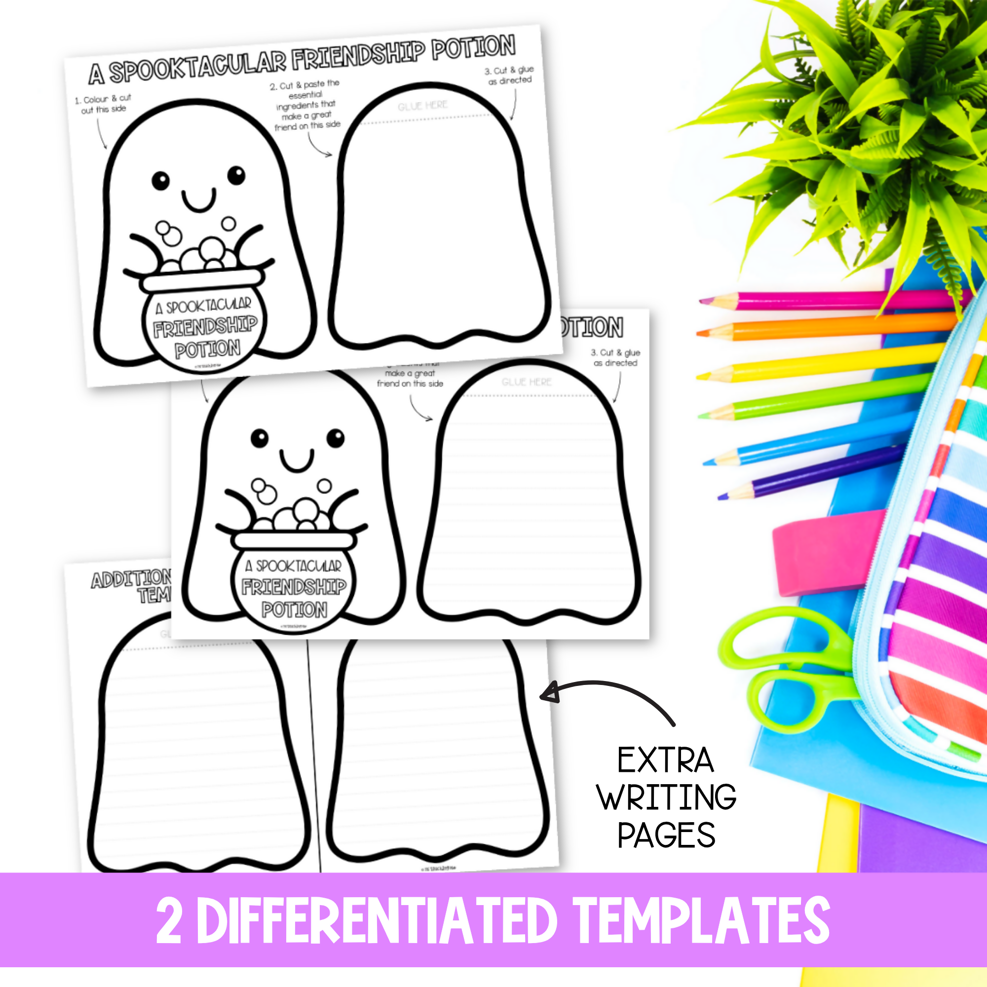 Halloween Spooktacular Friendship Potion Craft - SEL/Friendship Writing Activity