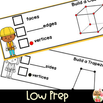 2D 3D Shapes Marshmallow Toothpick STEM Challenge Cards Geometry Review
