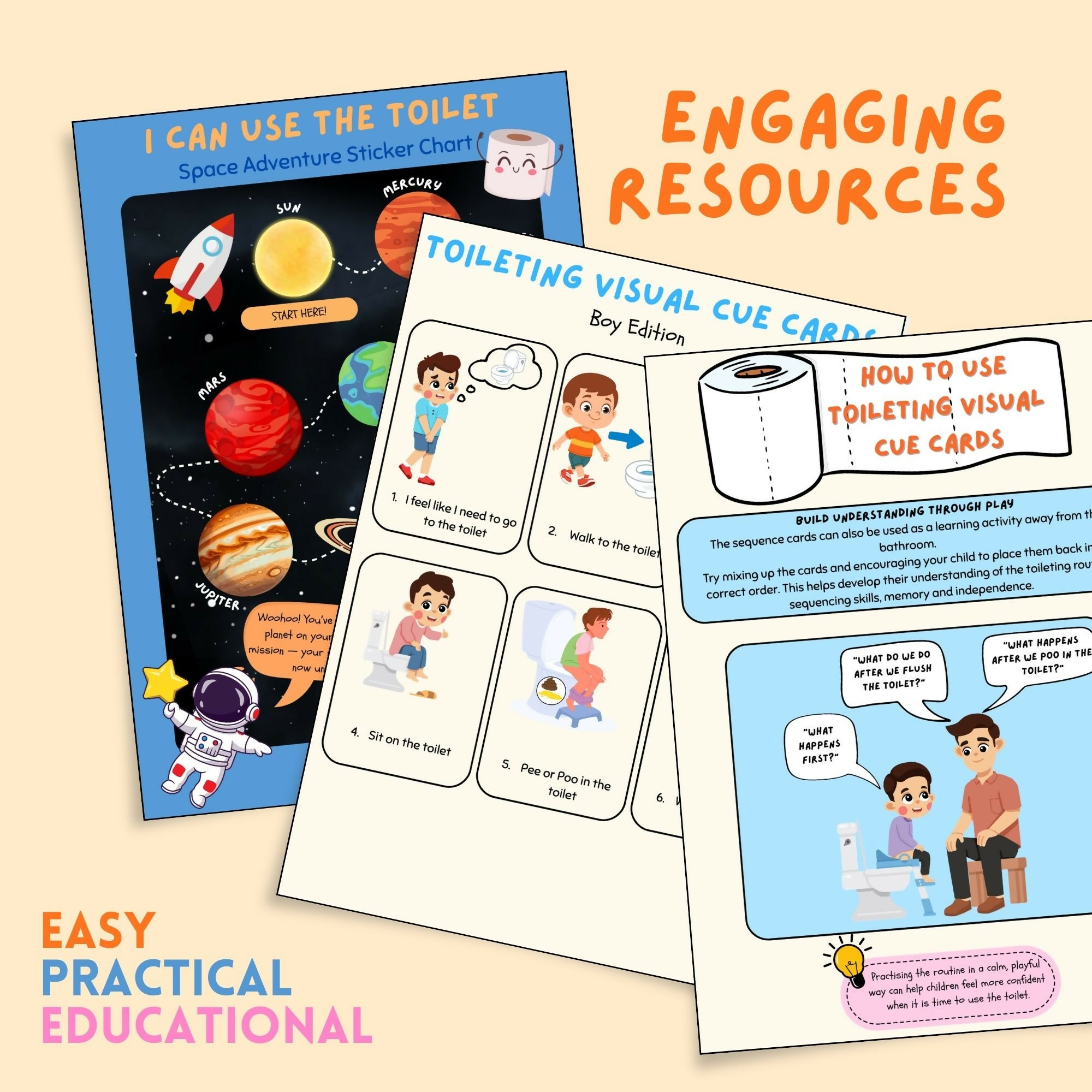 Toilet Training Visual Supports Bundle | Reward Charts, Cue Cards, Progress Tracker