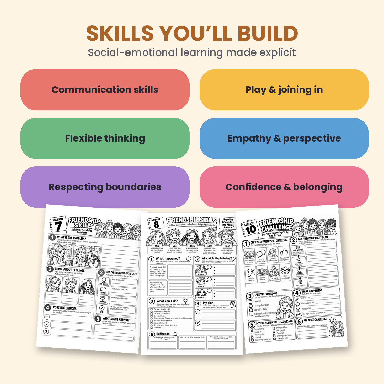 Friendship Skills Activities | 10 Social Skills Lessons & Worksheets | SEL