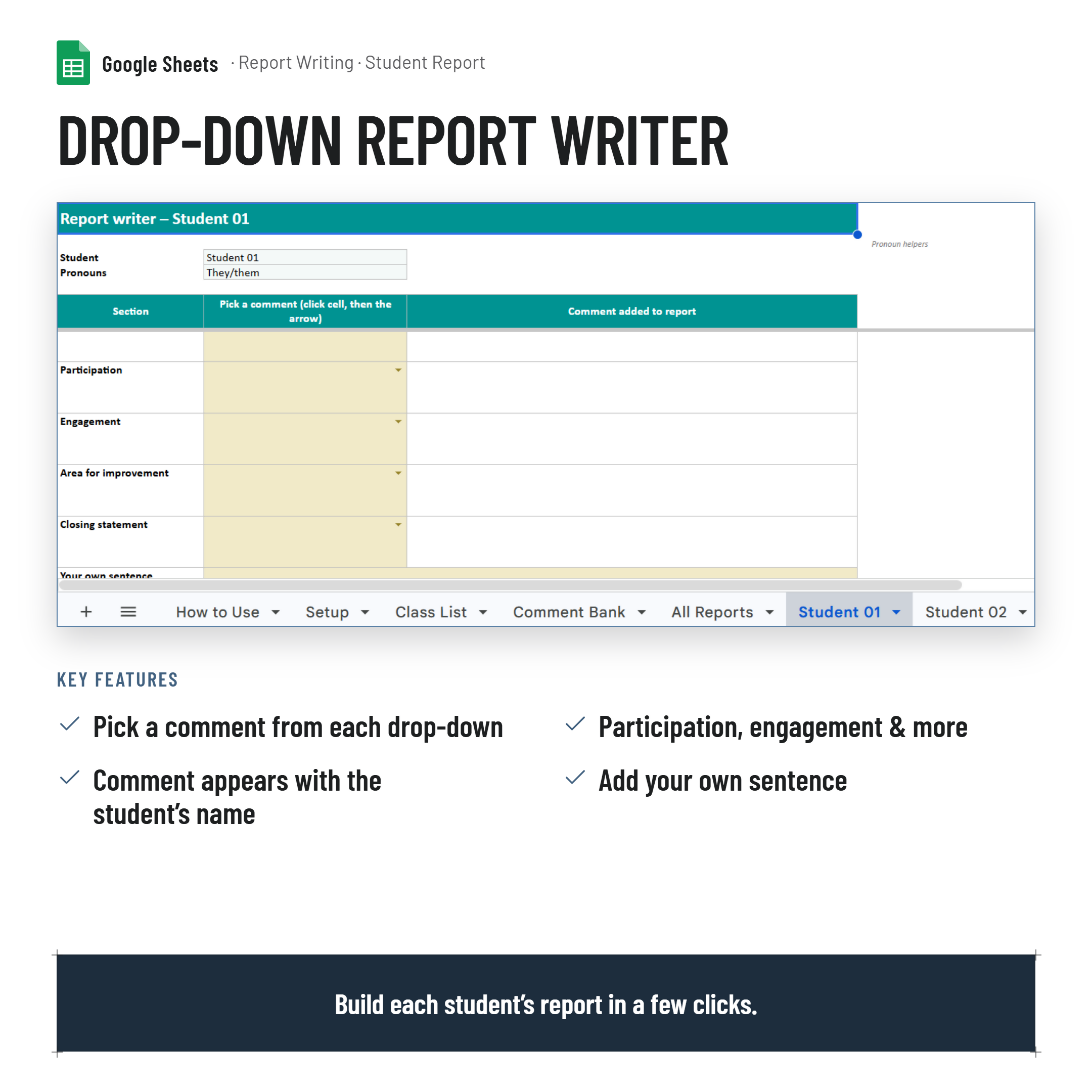 Report Writing Generator| Google Sheets