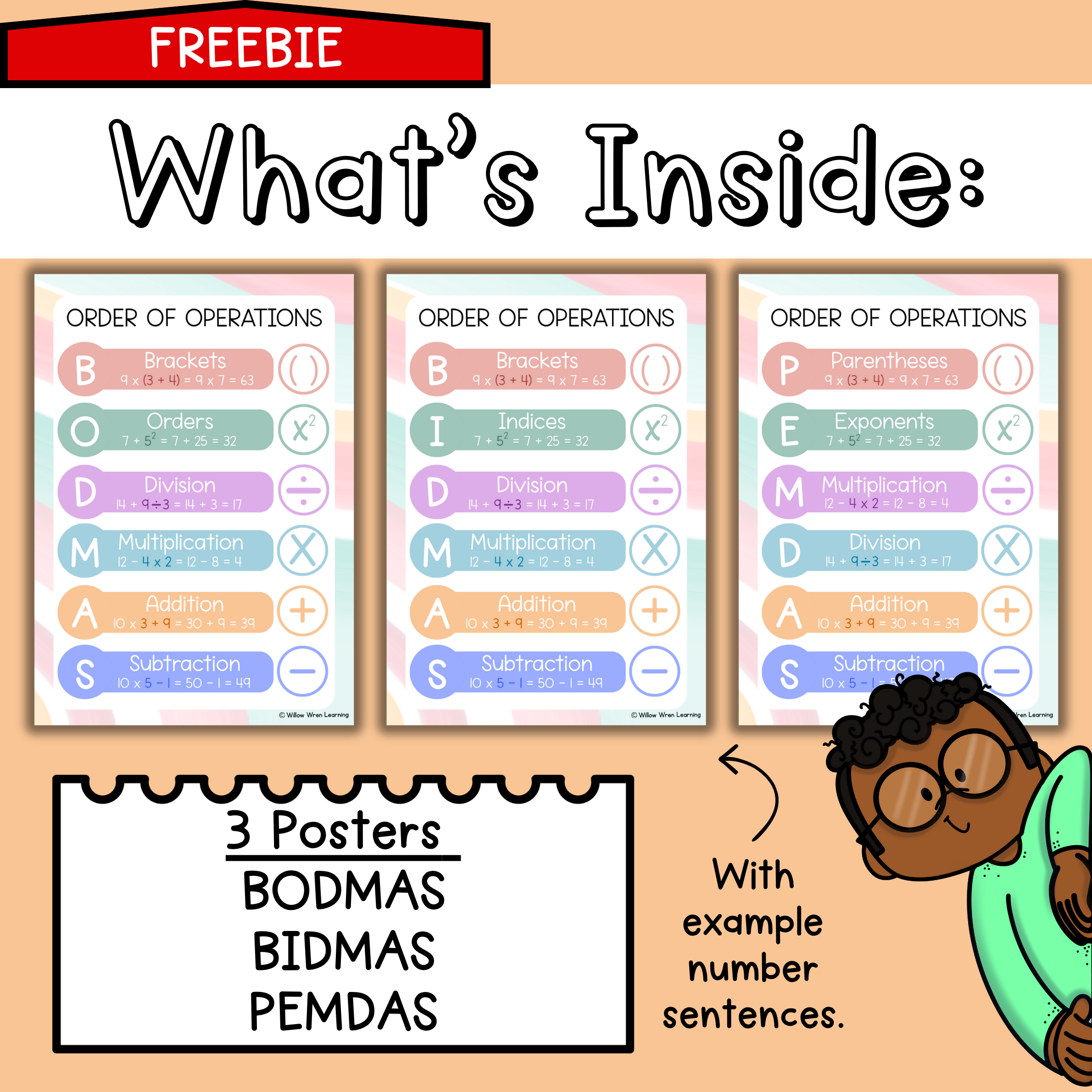 Maths Order of Operations Posters I Upper Years Primary I BODMAS BIDMAS PEMDAS