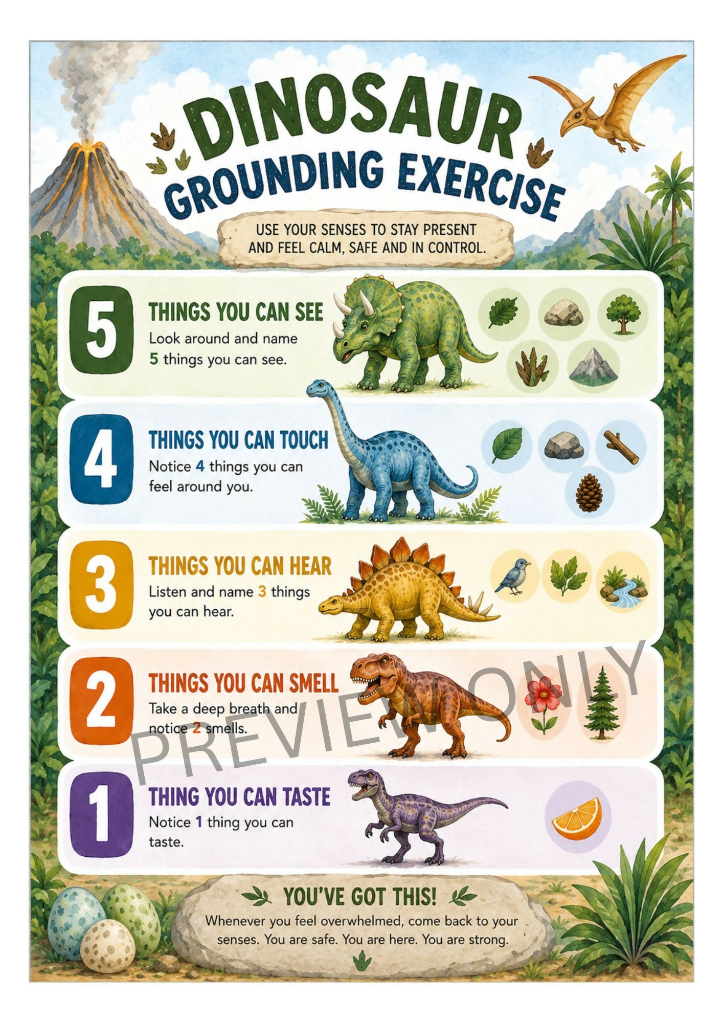 OT Designed - Dinosaur Grounding Exercise Chart - Printable