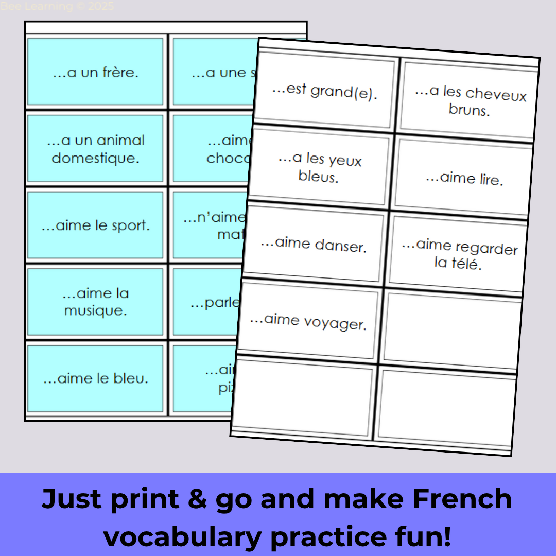 French Find Someone Who Speaking Game | Beginner French Year 7