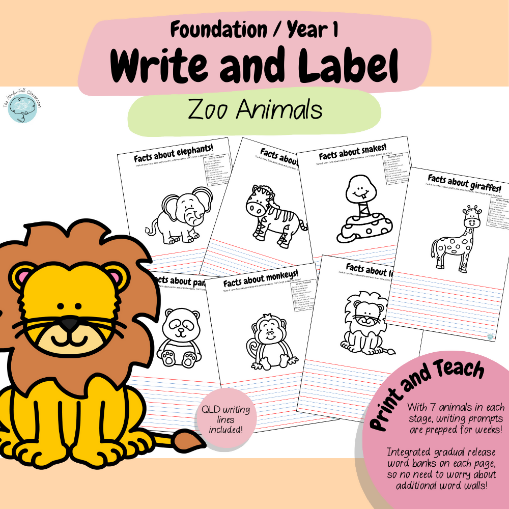Foundation & Year 1 Differentiated Information Writing - Zoo Animals