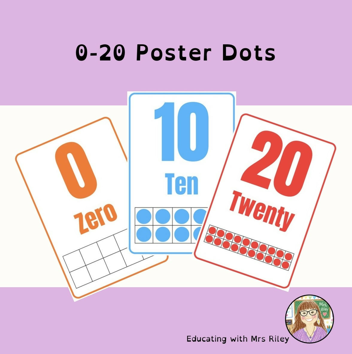 0-20 A4 Number Poster - Colourful Dots