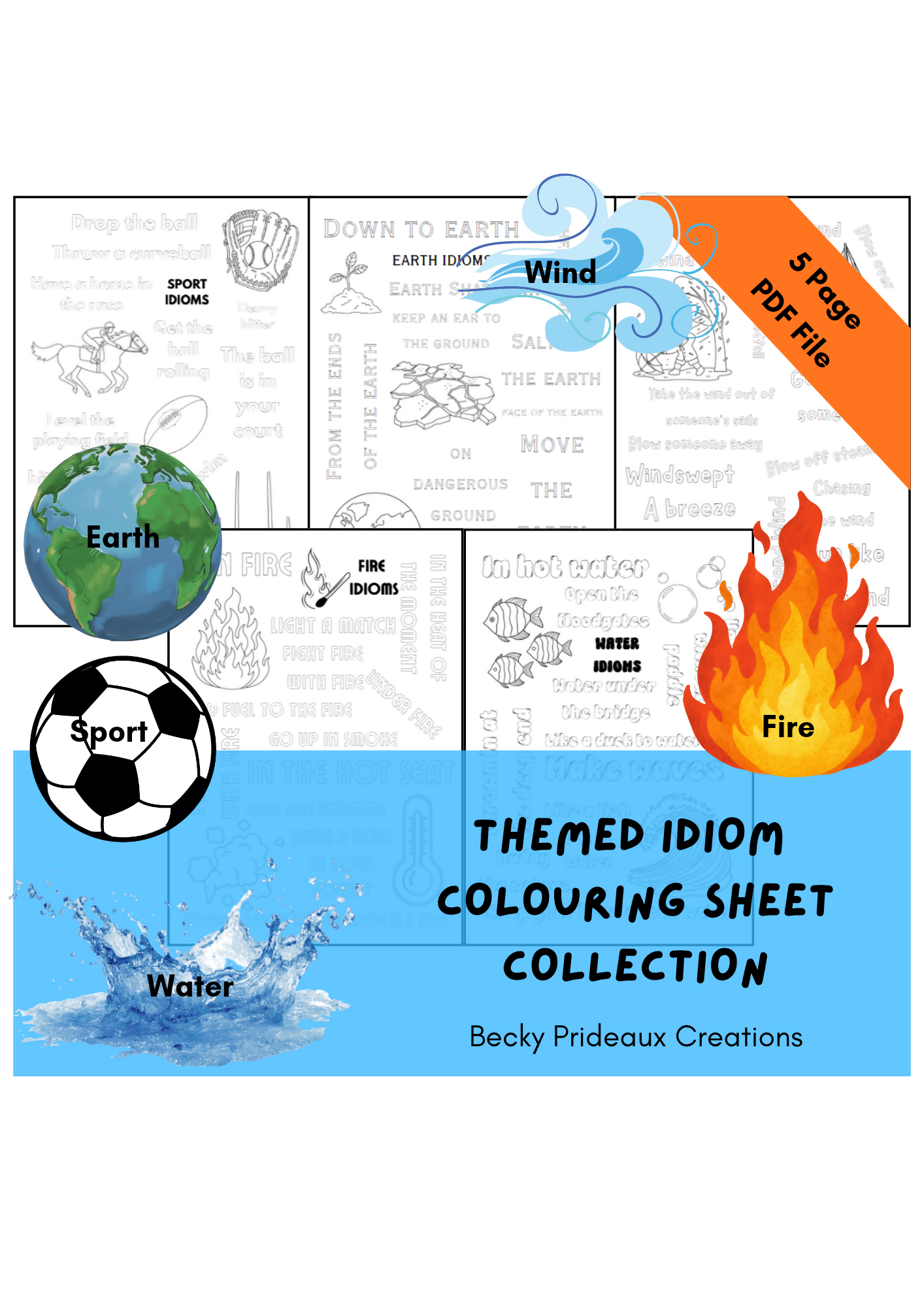 Themed Idiom Colouring Sheets