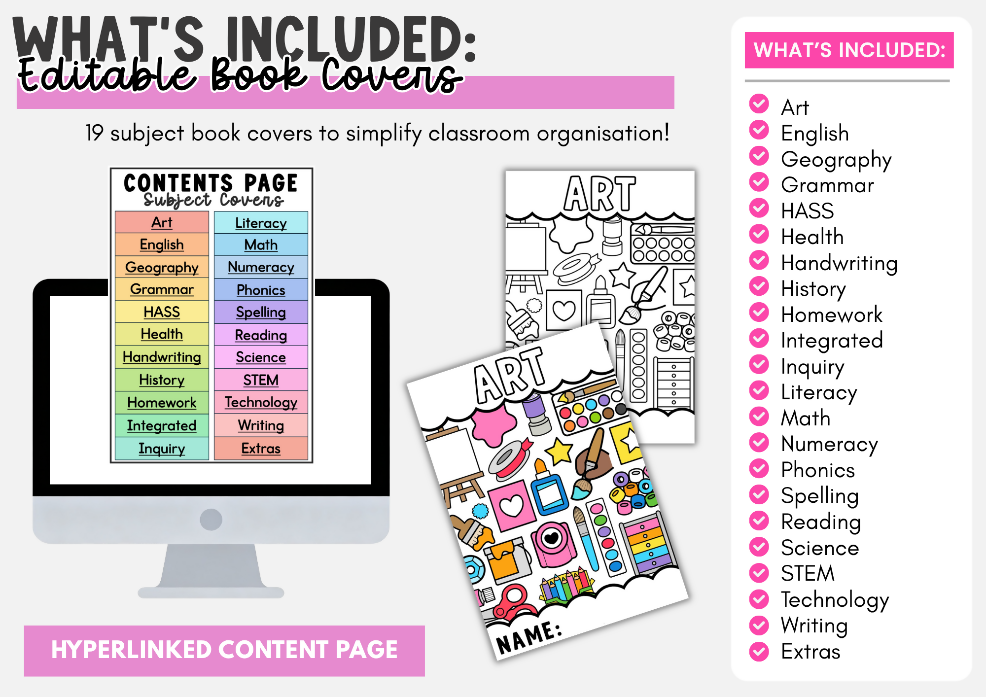 Subject Book Covers & Cover Pages | Back to School Colouring Pages I Editable