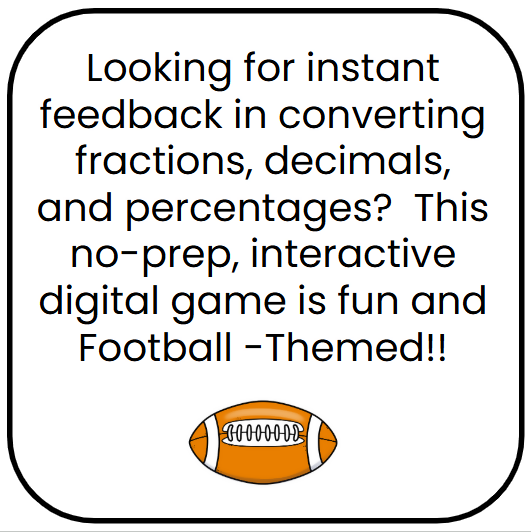 Football-Themed Fractions/Decimals/Percentages Conversion Slide Game - Power Point & Google Slides