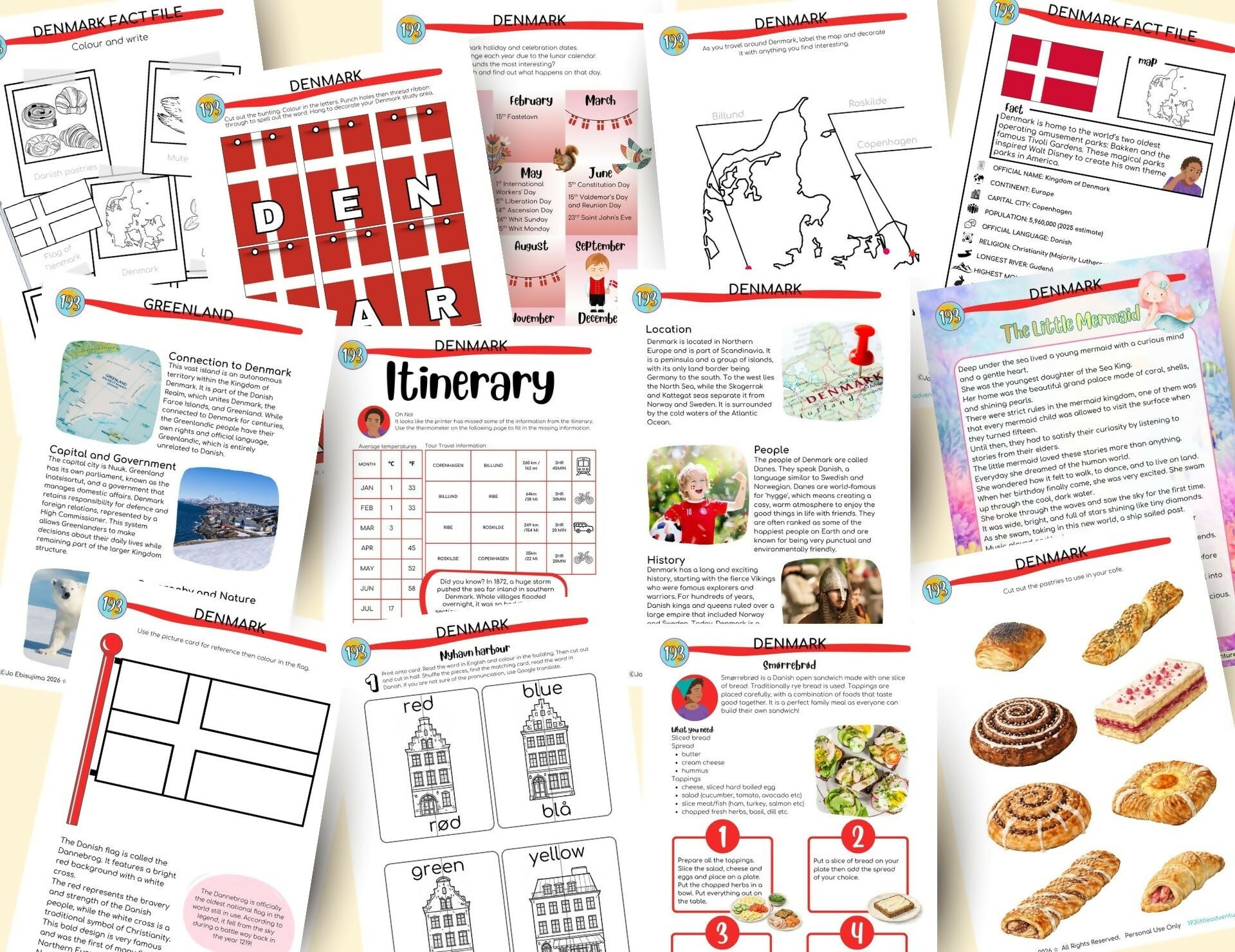 pages from Denmark geography and culture pack