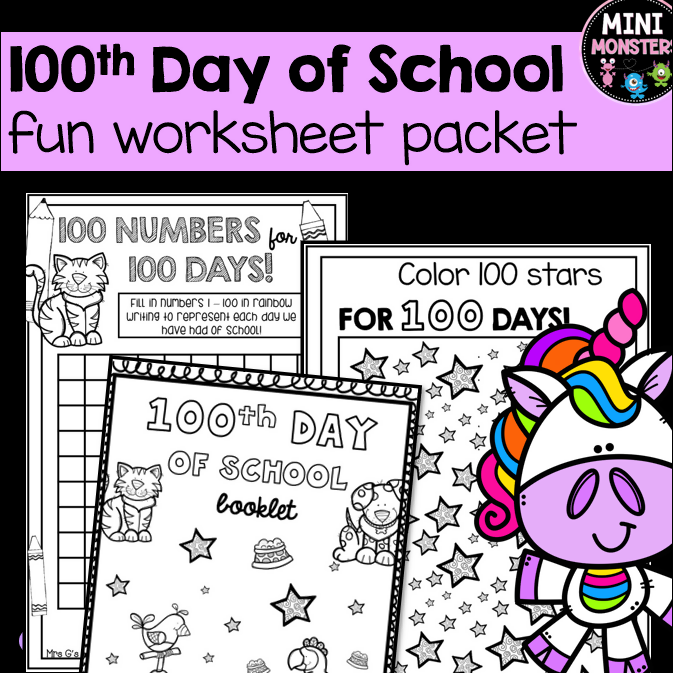 100th Day of School Worksheets Prep Year 1 Year 2 Australian Curriculum Maths Literacy