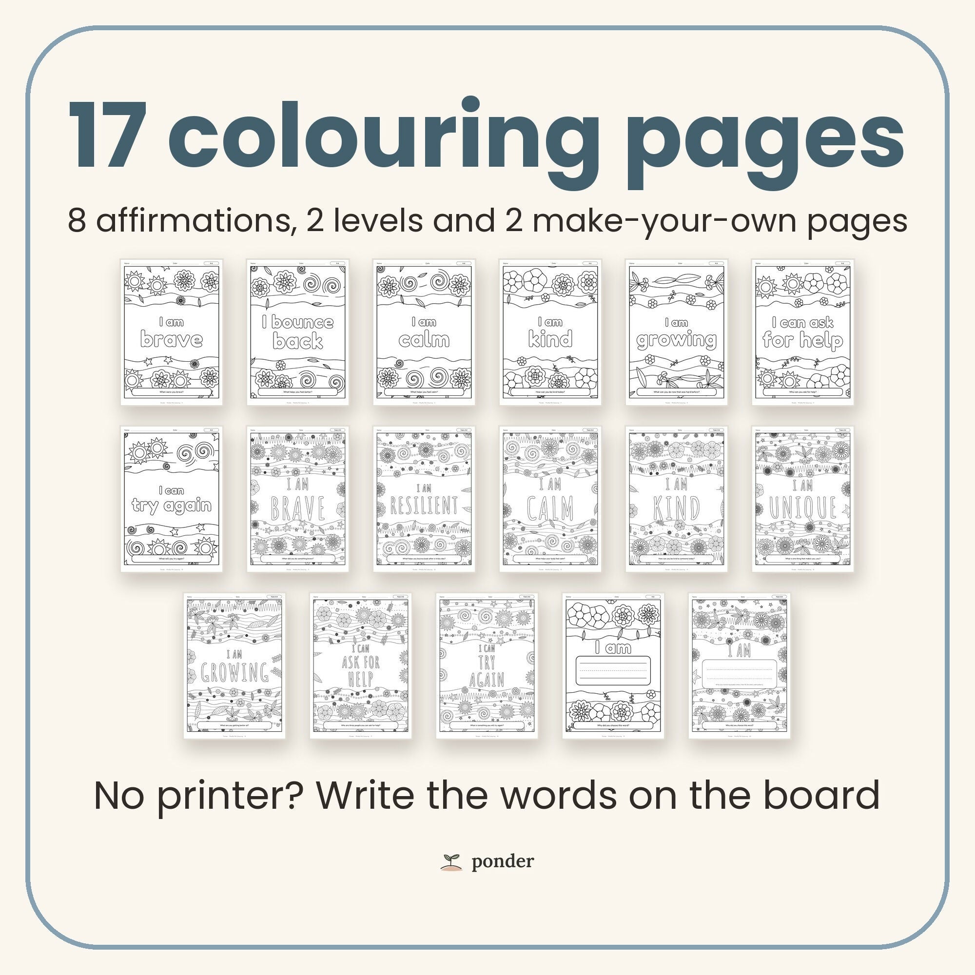 Mindful Me Affirmation Colouring Pages K-6 | Calm Start Script | Mindfulness