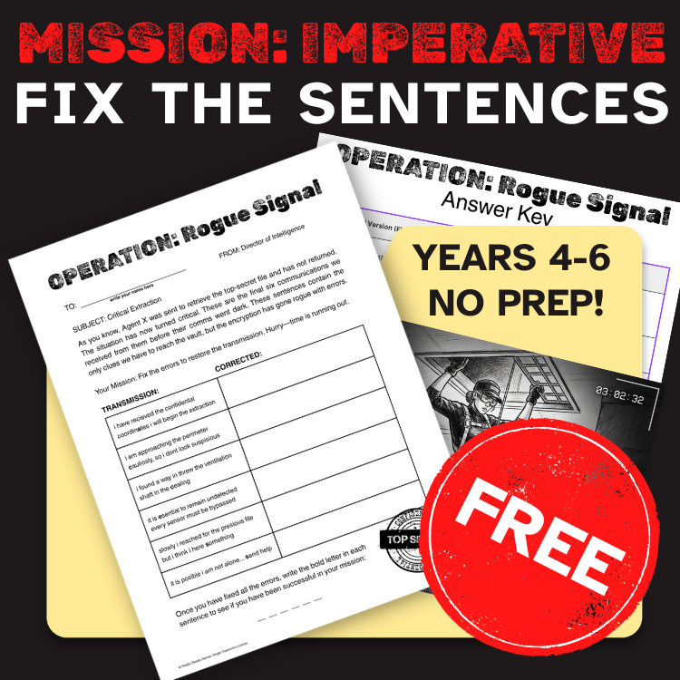 FREE Spy Grammar Game | Sentence Fixer | Mission: Imperative | Years 4–6