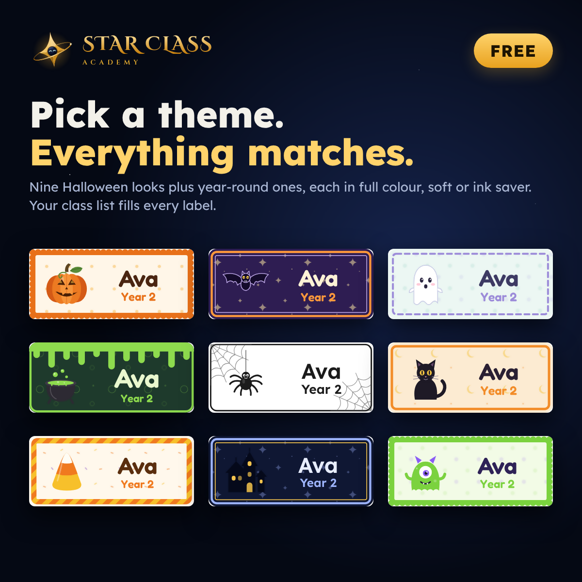 Halloween Classroom Decor | Editable Name Labels, Door Display & More | K-6