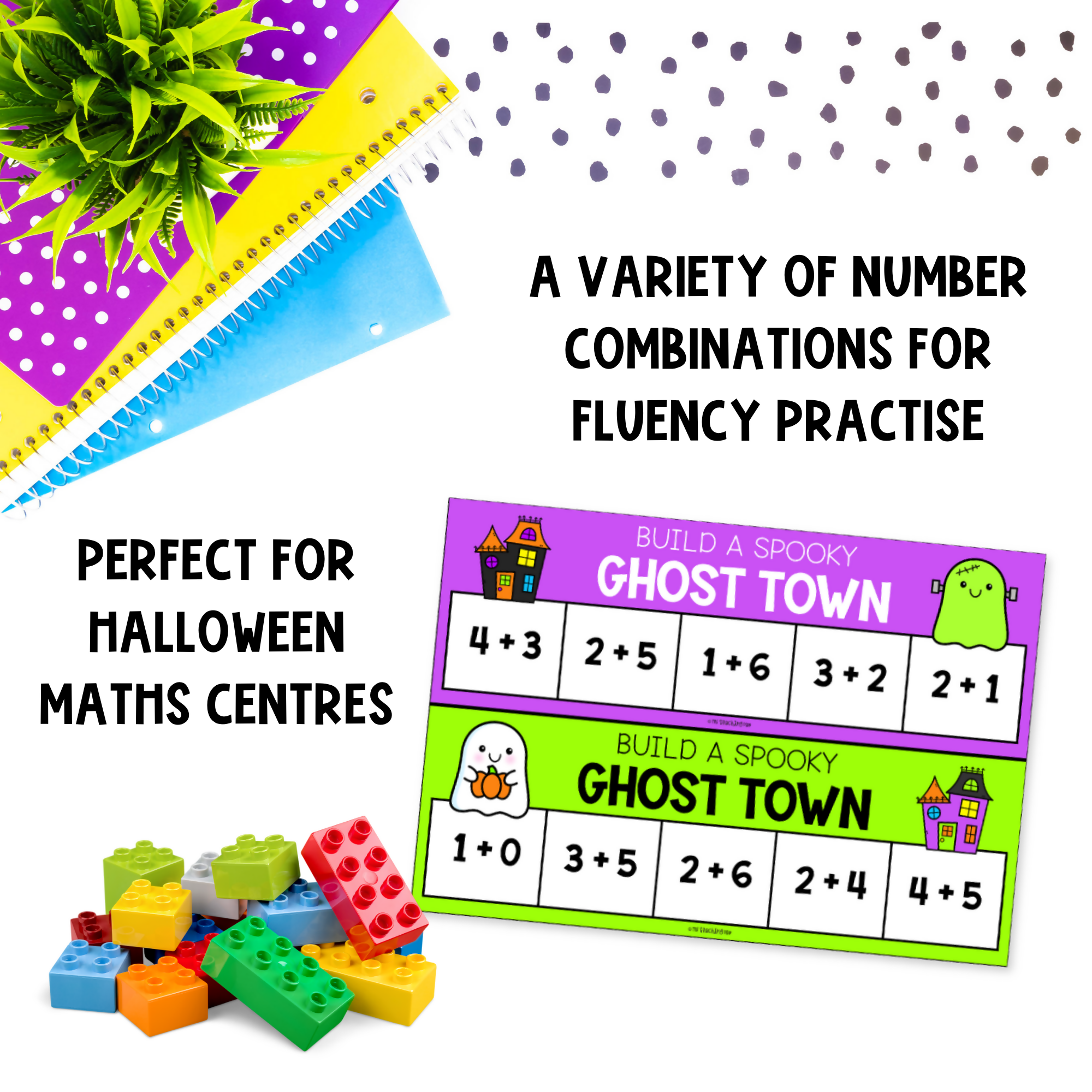 Halloween Addition to 10 & 20 | Build a Spooky Ghost Town Math Activity