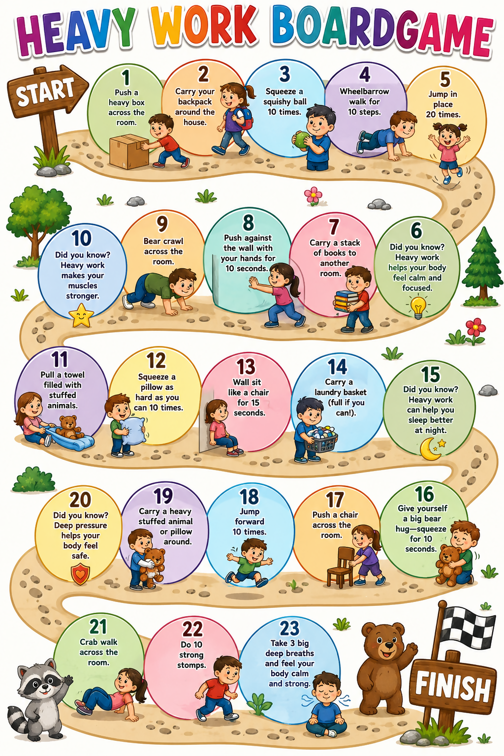 OT Designed - Proprioception - Heavy Work Boardgame (Printable)
