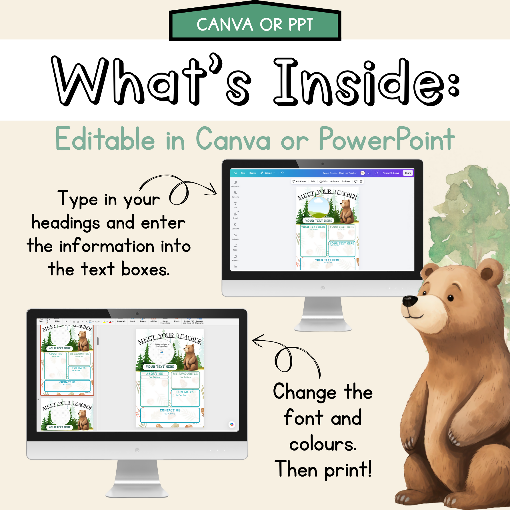 Forest Friends Meet the Teacher | Editable Back to School Decor Woodlands