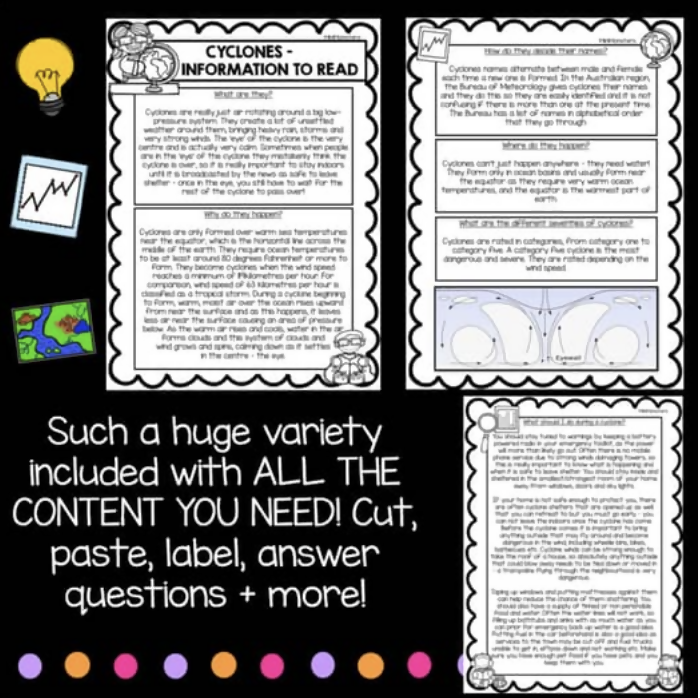 Cyclones Worksheets | Year 3, 4, 5 and 6 Science | Australian Curriculum